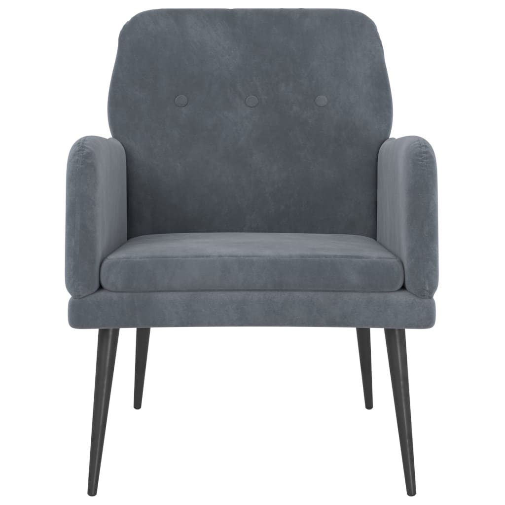 Fauteuil en velours gris foncé 62x79x79 cm
