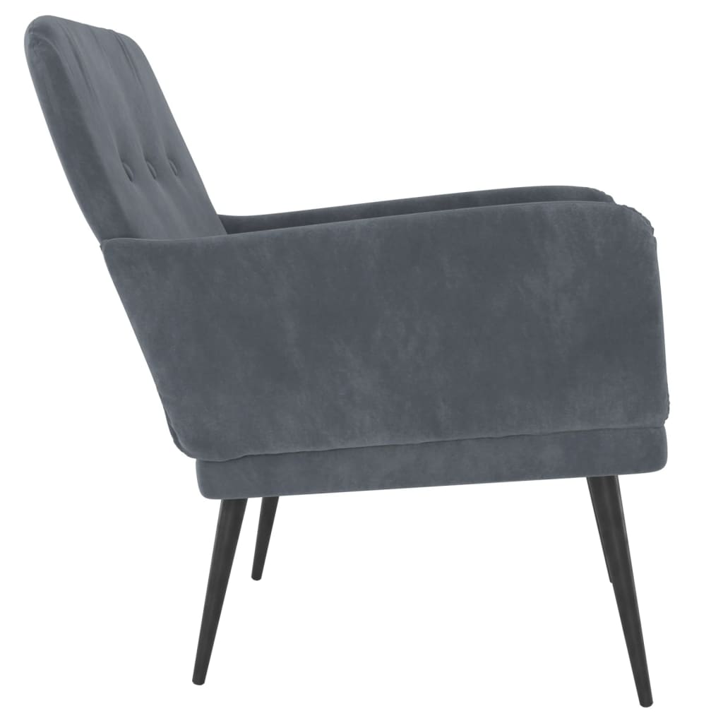 Fauteuil en velours gris foncé 62x79x79 cm