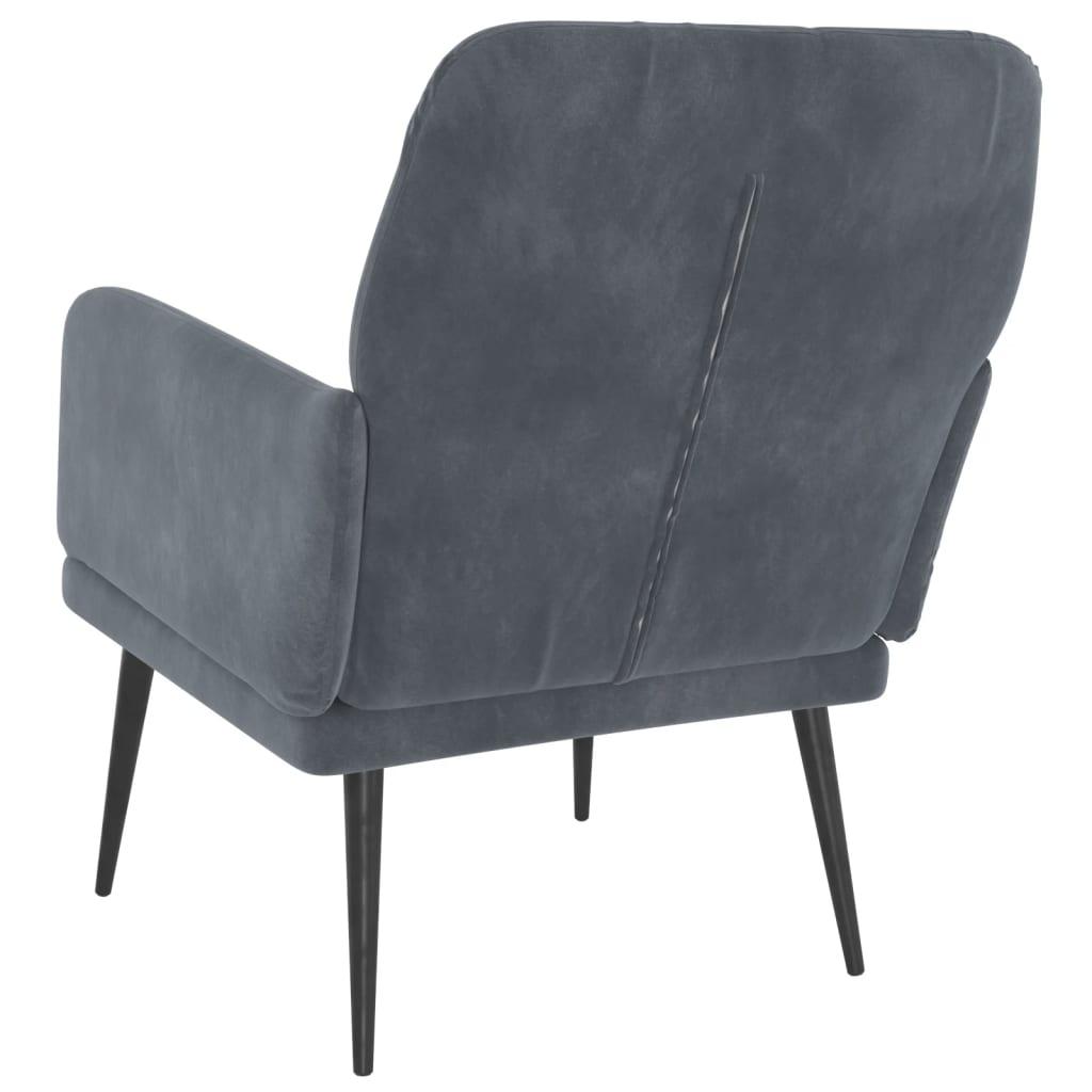 Fauteuil en velours gris foncé 62x79x79 cm
