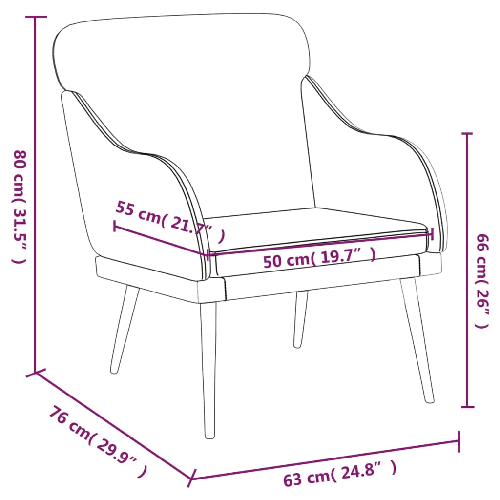 Armchair Black 63x76x80 cm artificial leather