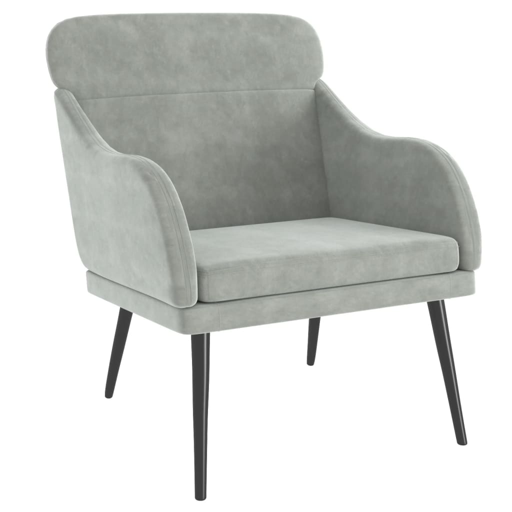 Fauteuil gris clair 63x76x80 cm velours