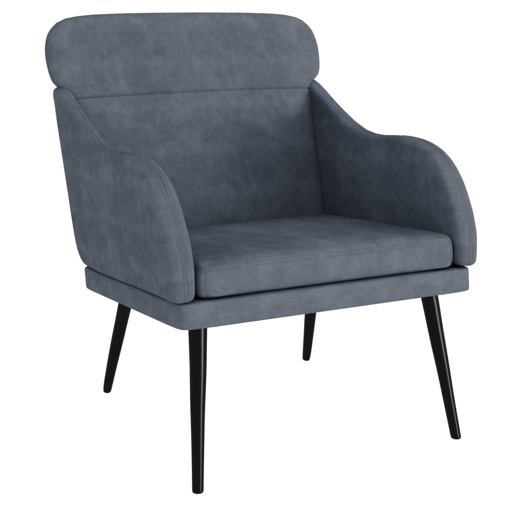 Armchair dark grey 63x76x80 cm velvet