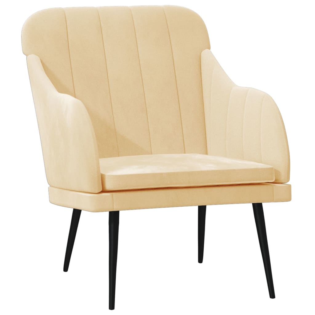 Fauteuil crème 63x76x80 cm velours