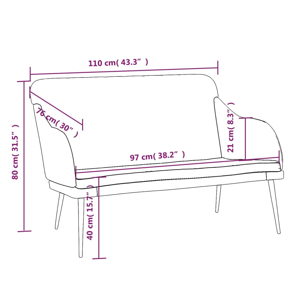 Sitzbank Dunkelgrau 110x76x80 cm Samt