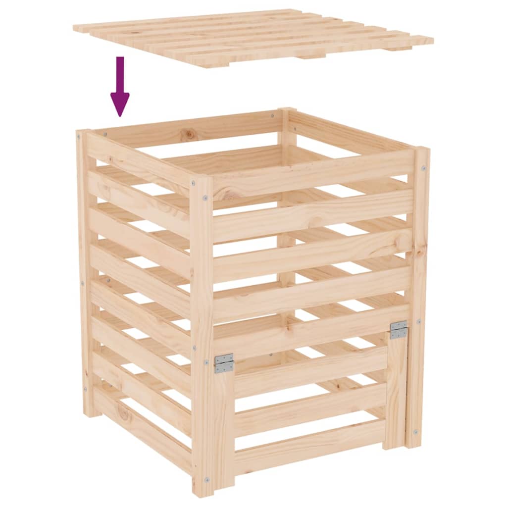 Composteur 63,5x63,5x77,5 cm en bois de pin massif