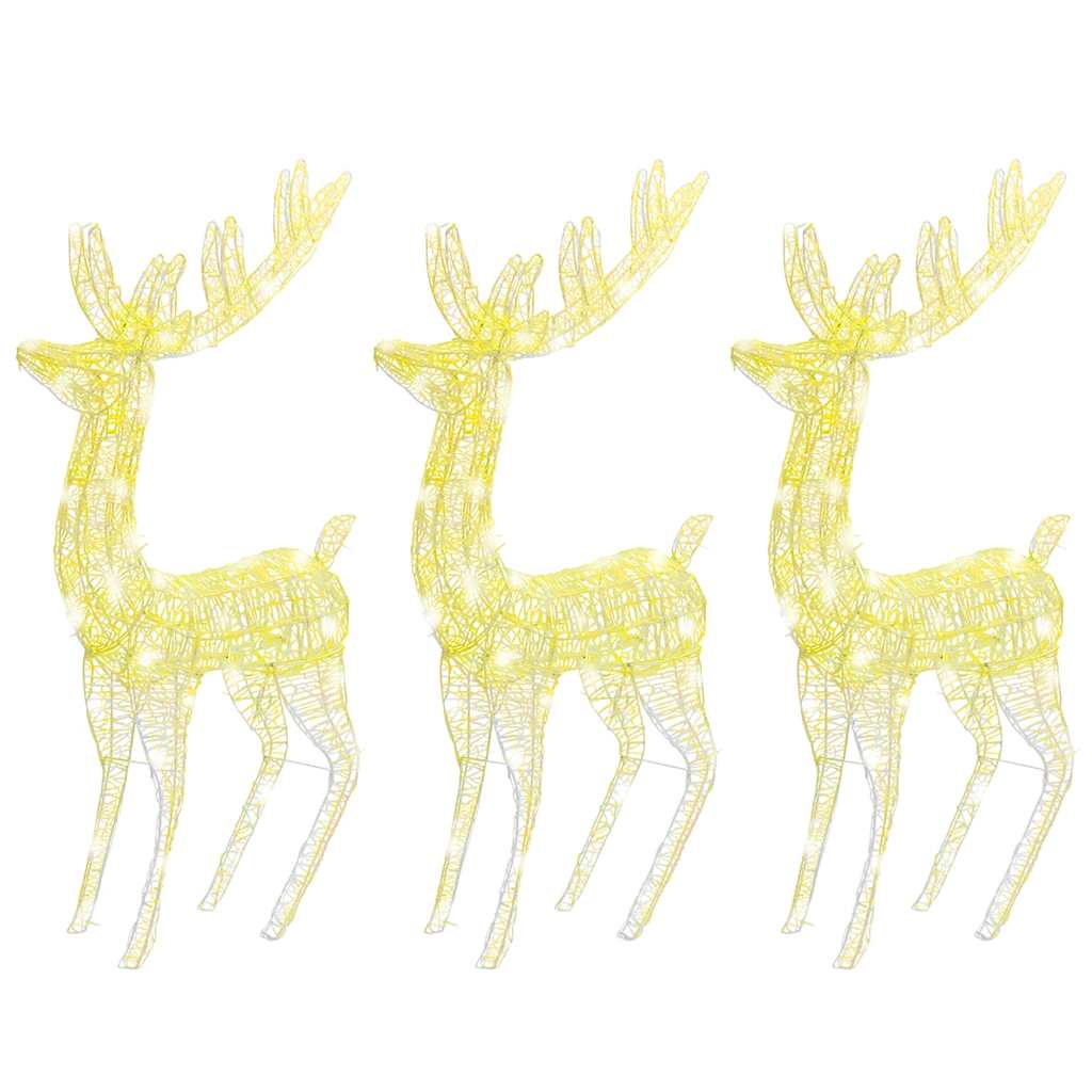 XXL Rentiere Weihnachtsdekoration Acryl 250 LED 3 Stk. 180 cm