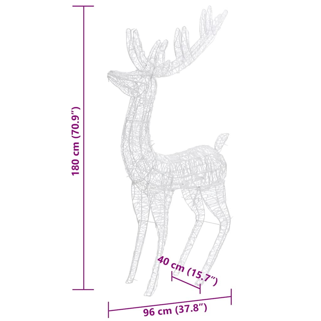 XXL Rentiere Weihnachtsdekoration Acryl 250 LED 3 Stk. 180 cm