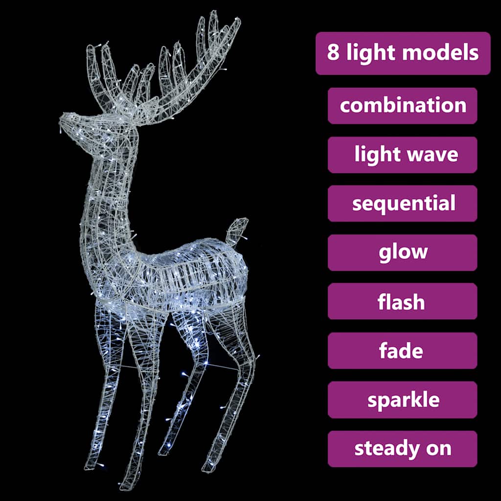 XXL Rentiere Weihnachtsdekoration Acryl 250 LED 3 Stk. 180 cm