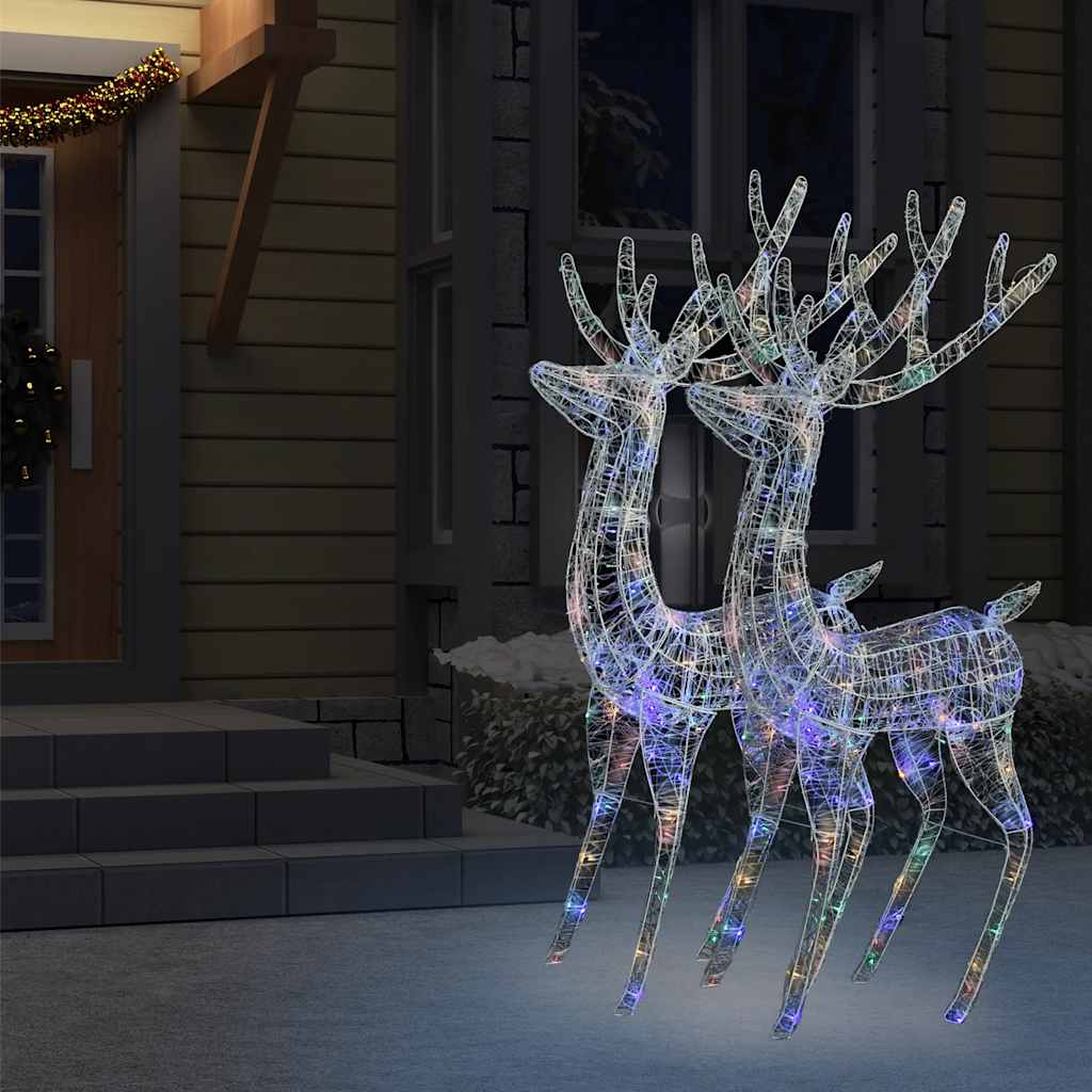 XXL Rentiere Weihnachtsdekoration Acryl 250 LED 2 Stk. 180 cm