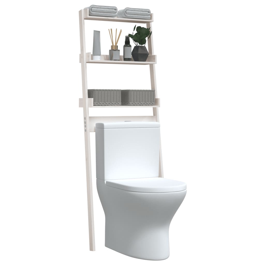Toilet Shelf White 63.5x32x179 cm Solid Pine Wood