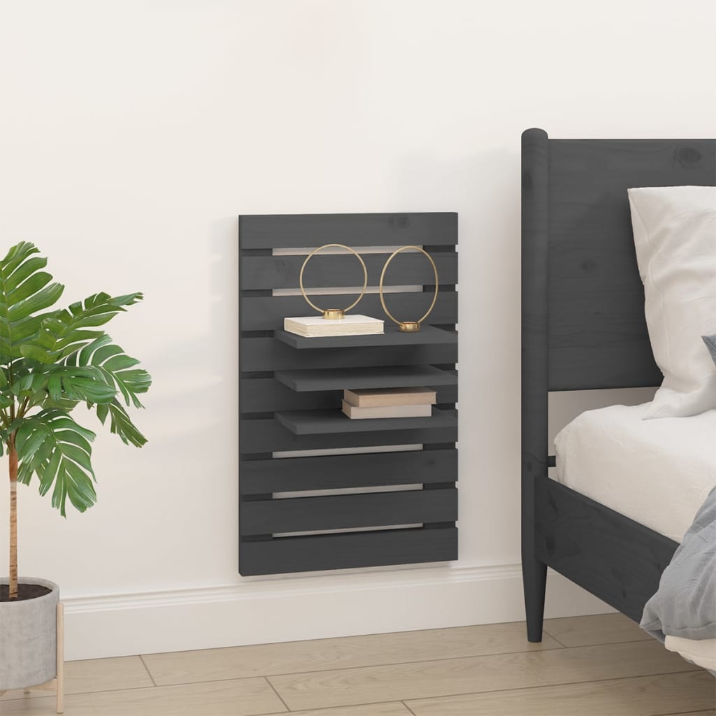 Wall Bedside Tables 2 pcs. Gray Solid Pine