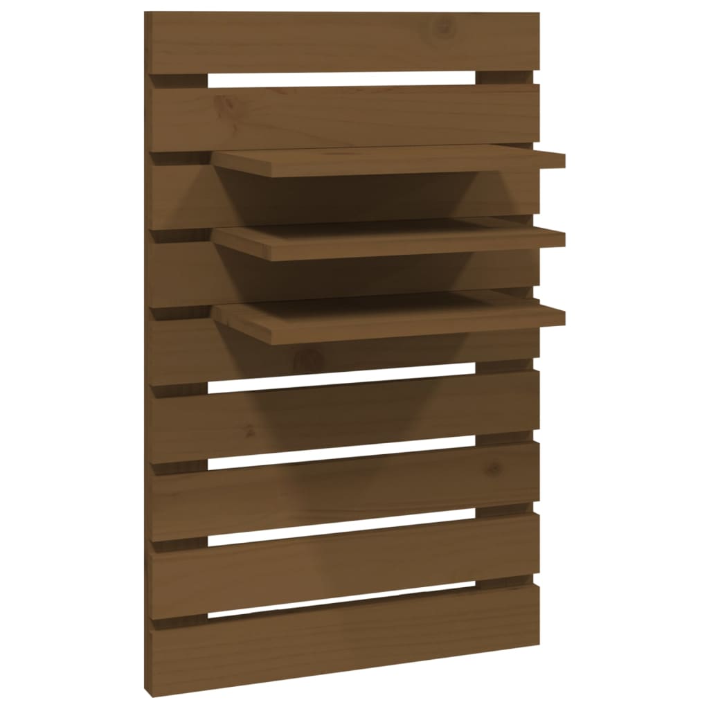 Wall-mounted bedside tables 2 pieces honey brown solid pine