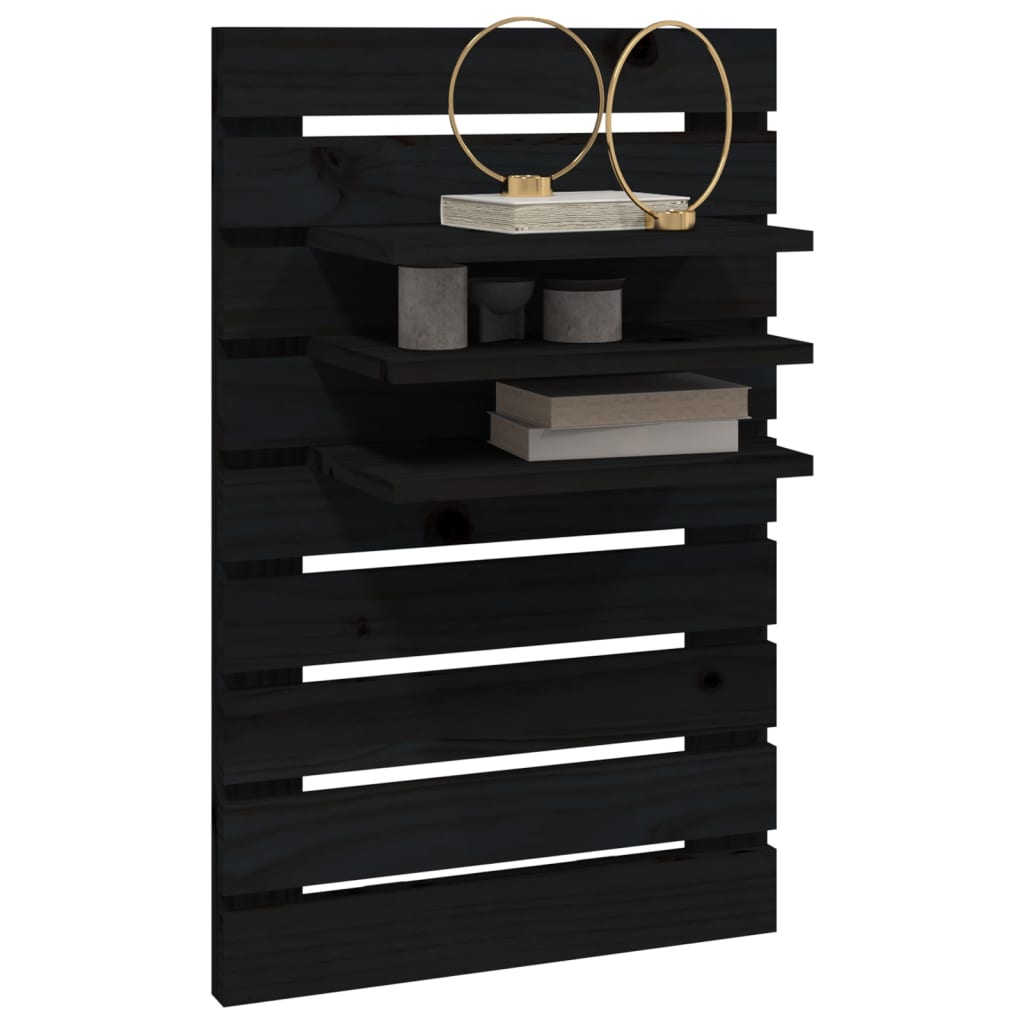 Wall Bedside Tables 2 pcs. Black Solid Pine