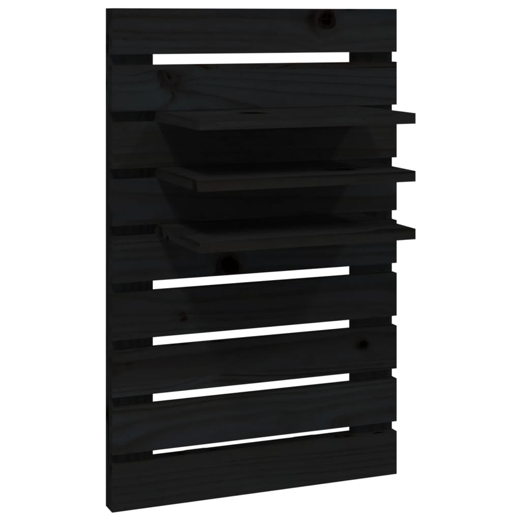 Wall Bedside Tables 2 pcs. Black Solid Pine