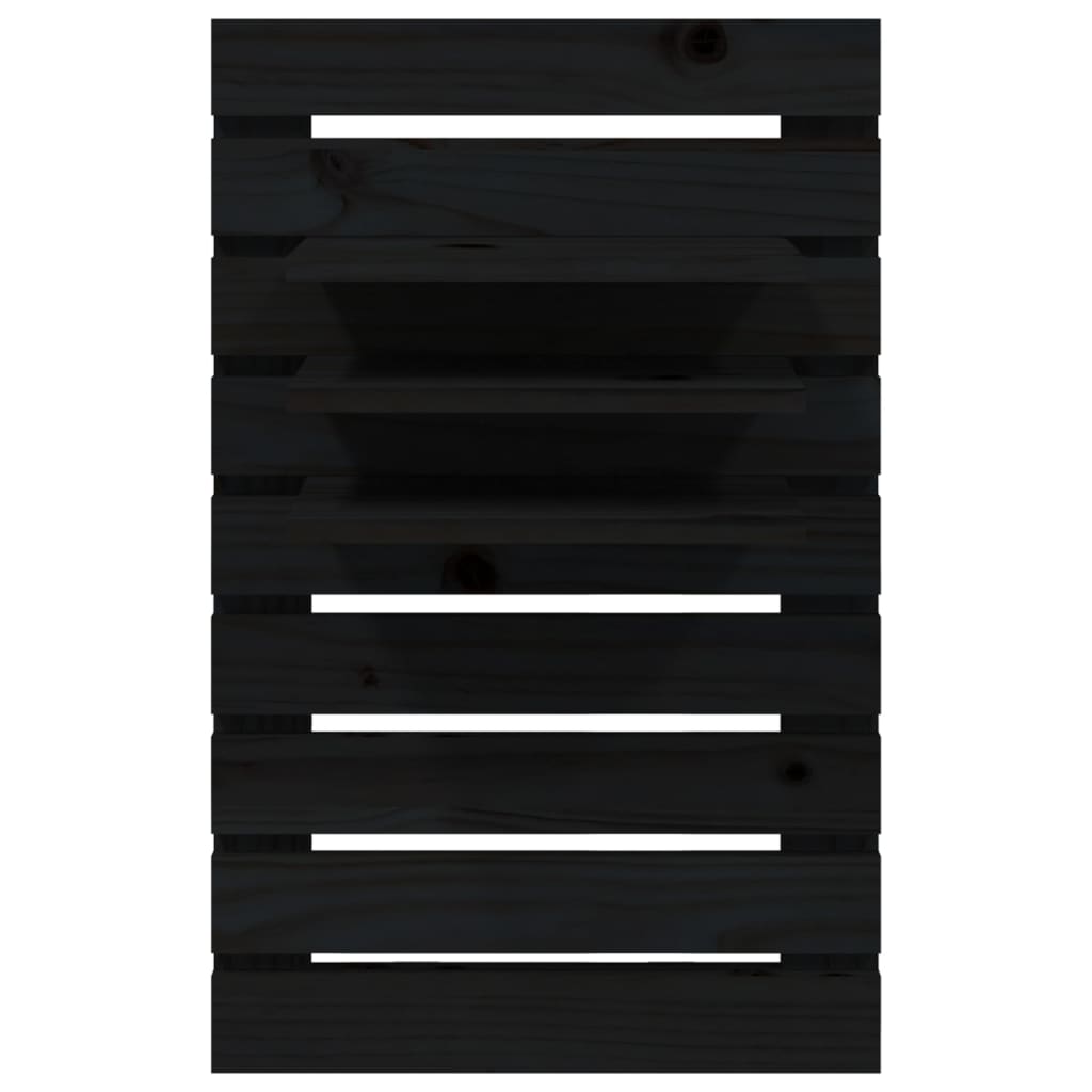 Wall Bedside Tables 2 pcs. Black Solid Pine