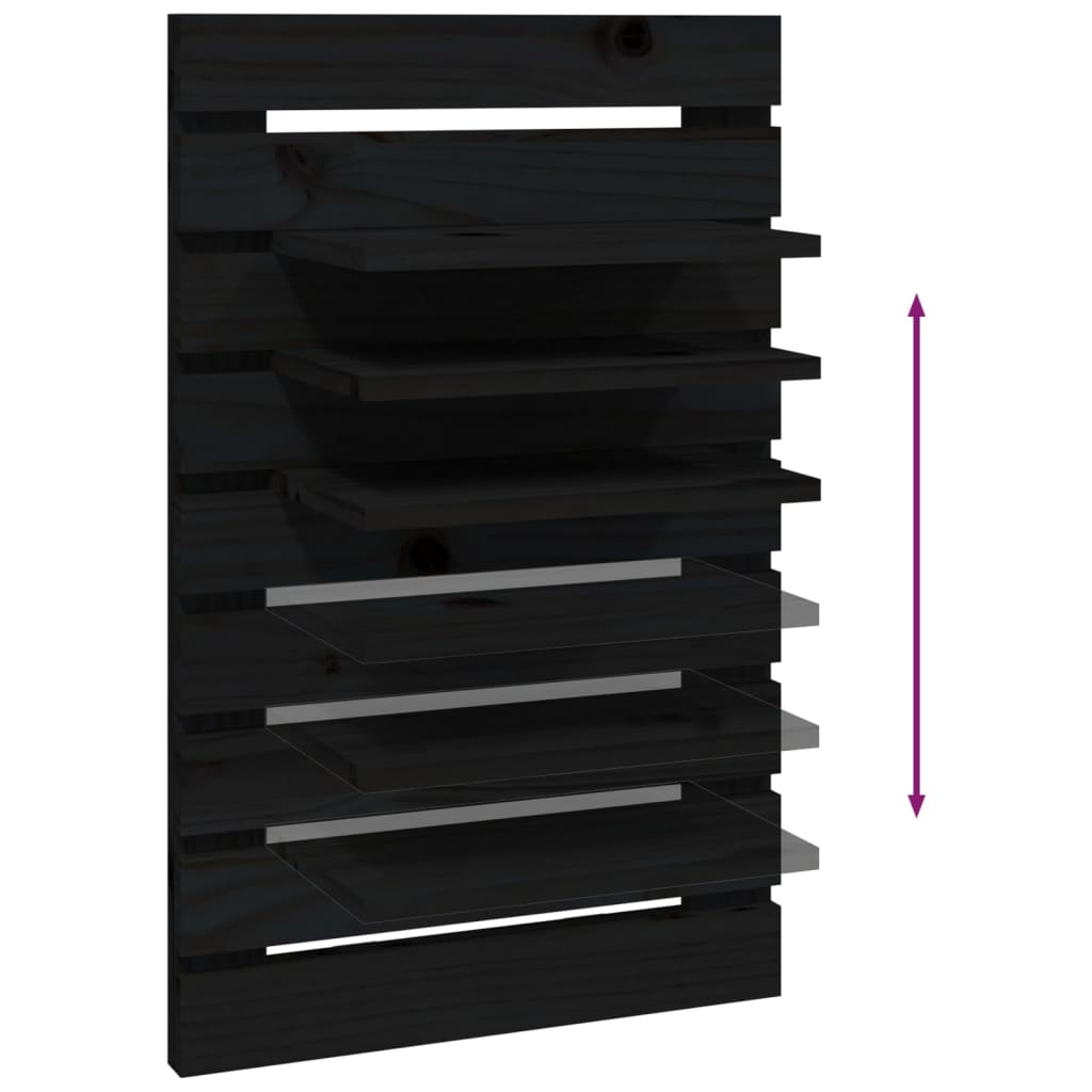Wall Bedside Tables 2 pcs. Black Solid Pine