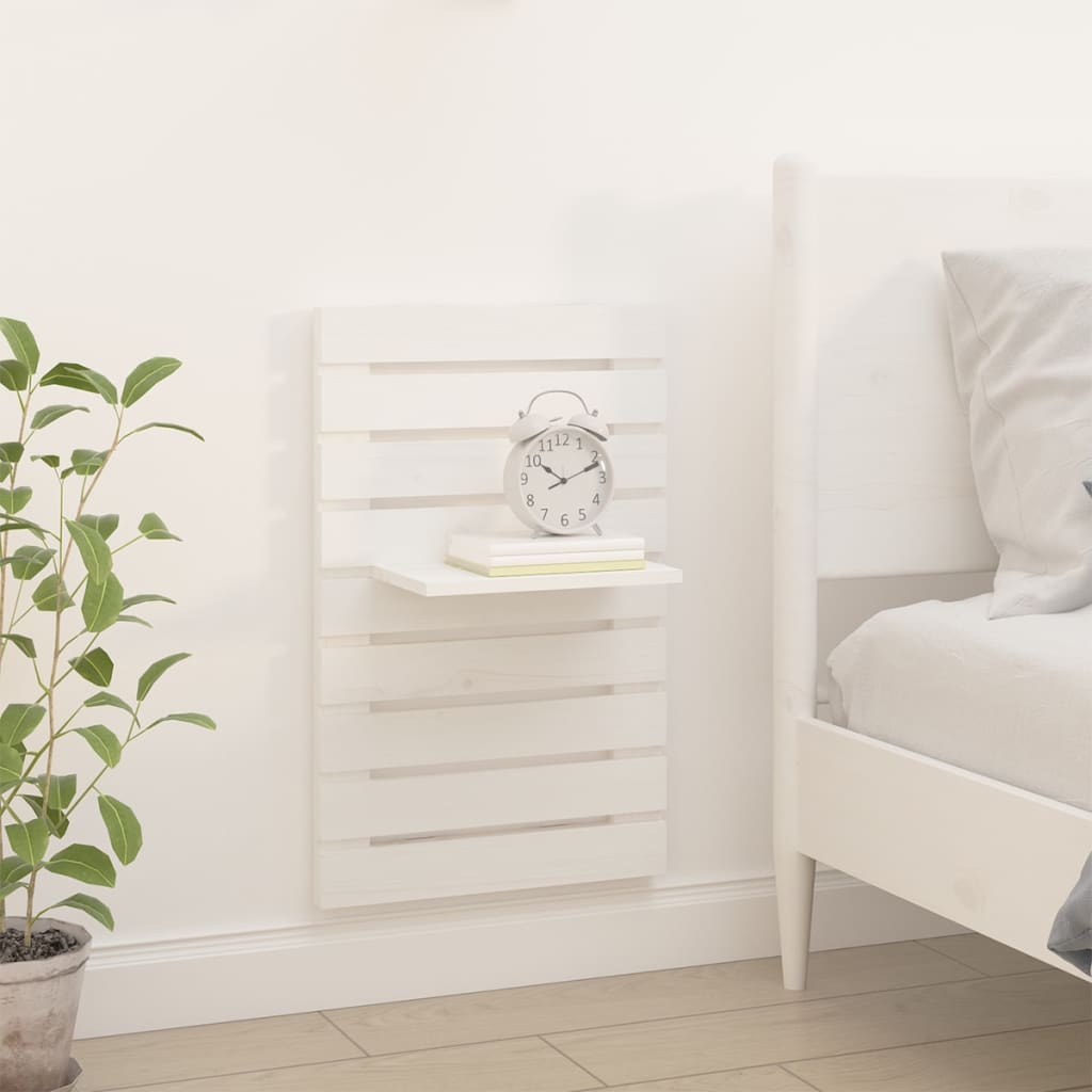 Wall Bedside Tables 2 pcs. White Solid Pine