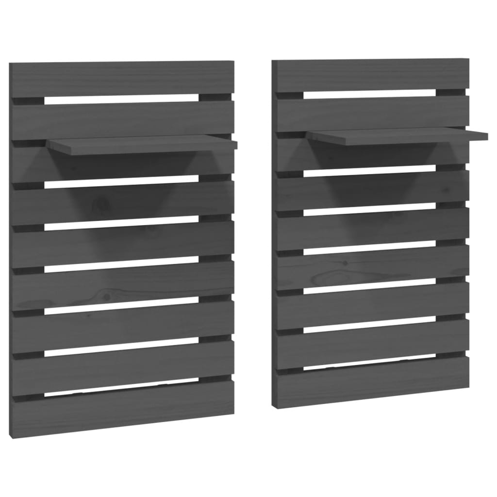 Wall Bedside Tables 2 pcs. Gray Solid Pine