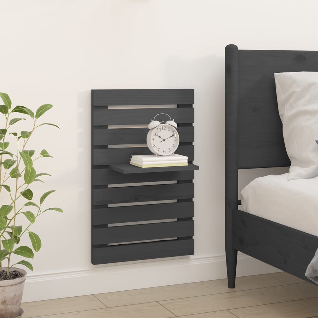 Wall Bedside Tables 2 pcs. Gray Solid Pine