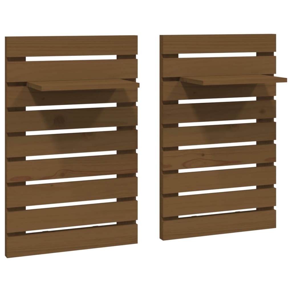 Wall-mounted bedside tables 2 pieces honey brown solid pine