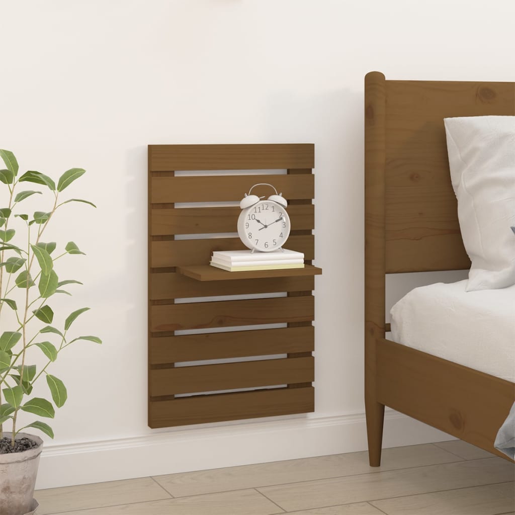 Wall-mounted bedside tables 2 pieces honey brown solid pine