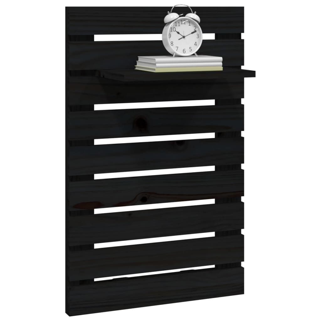Wall Bedside Tables 2 pcs. Black Solid Pine