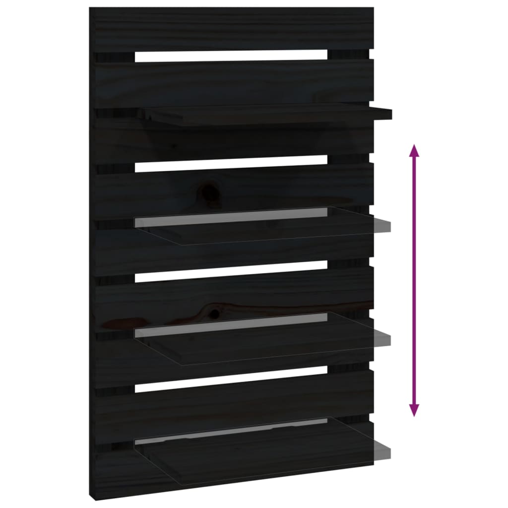 Wall Bedside Tables 2 pcs. Black Solid Pine