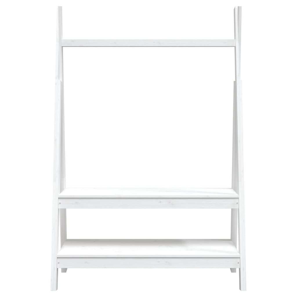 Portant à vêtements blanc 100x45,5x150 cm en bois de pin massif