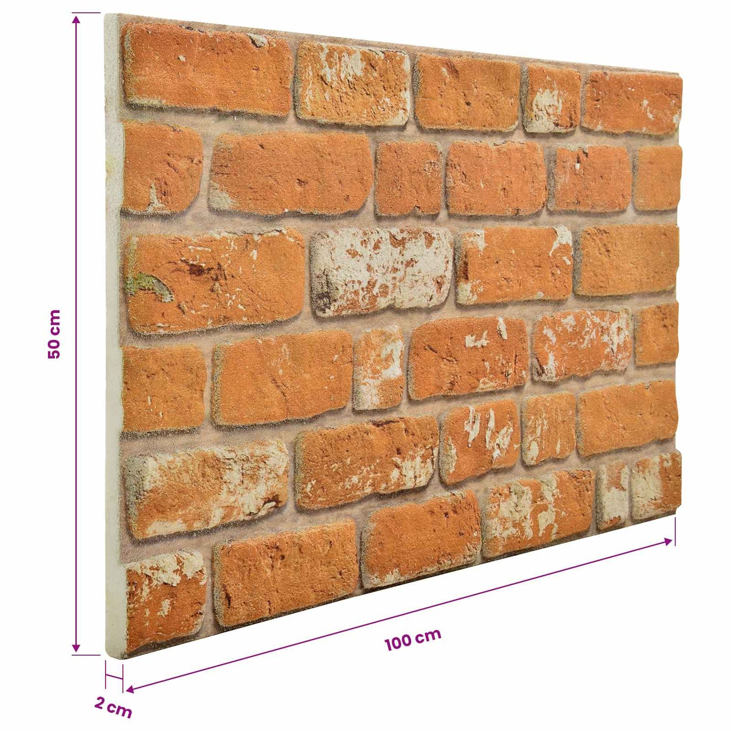 Wandpaneele 10 stk. 100 x 50 cm Ziegel EPS-Schaum