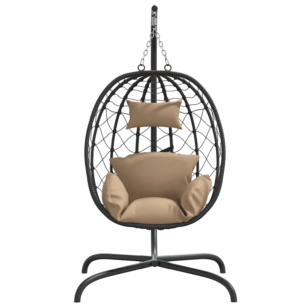Hängesessel mit Kissen Taupe Poly Rattan & Stahl