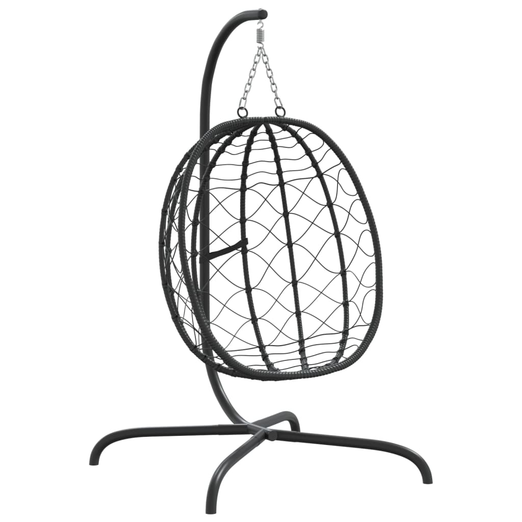 Hängesessel Ei mit Kissen Taupe Poly Rattan & Stahl