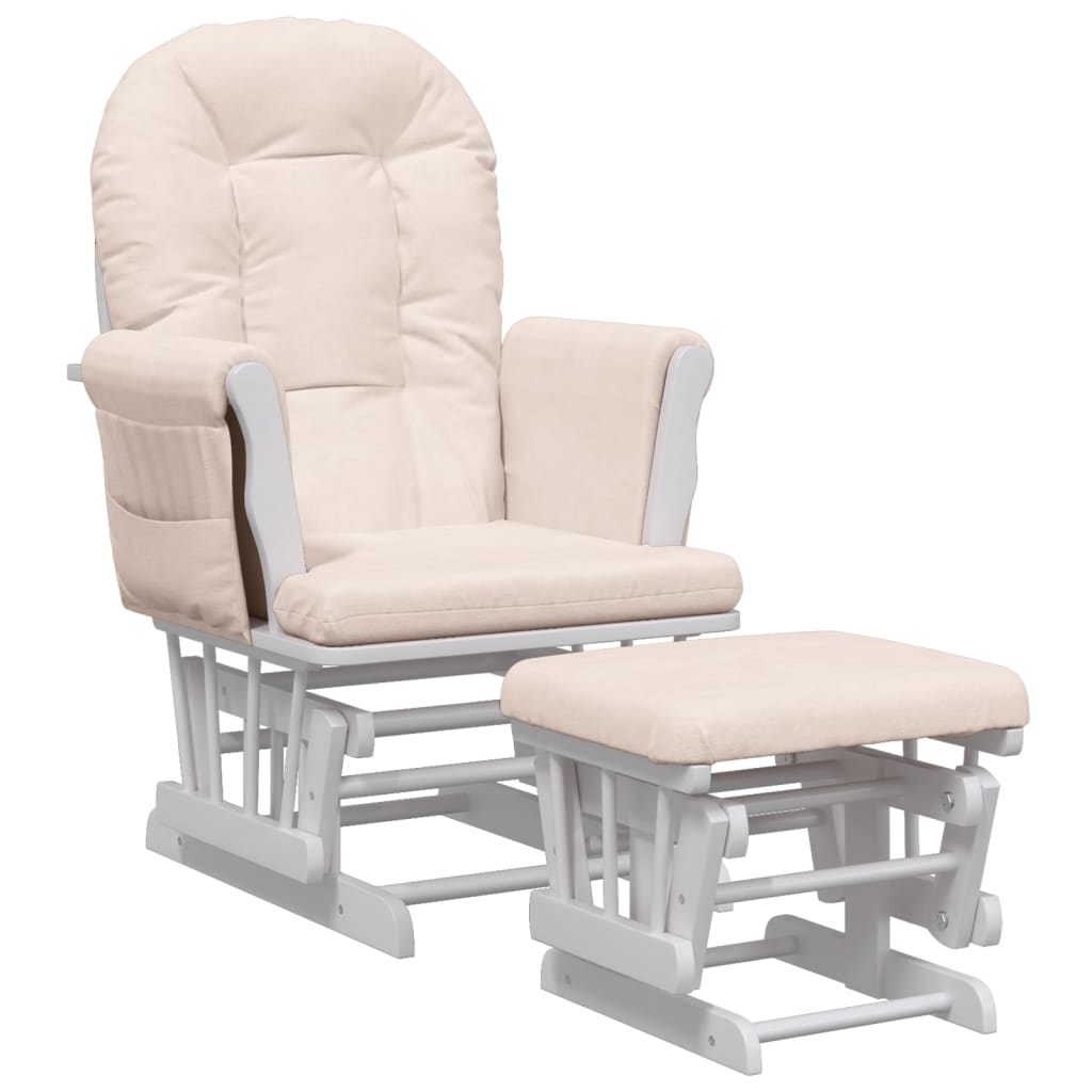 Fauteuil à bascule avec repose-pieds coulissant en tissu rose clair