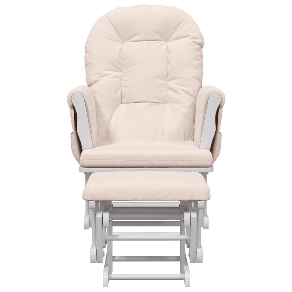 Fauteuil à bascule avec repose-pieds coulissant en tissu rose clair