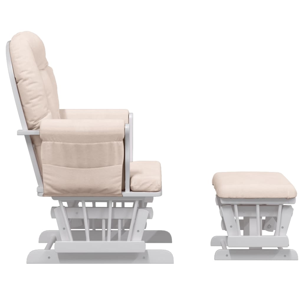 Fauteuil à bascule avec repose-pieds coulissant en tissu rose clair