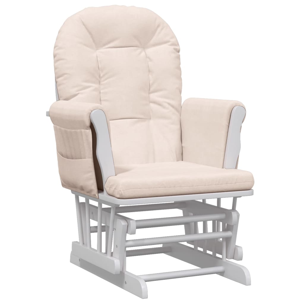 Fauteuil à bascule avec repose-pieds coulissant en tissu rose clair