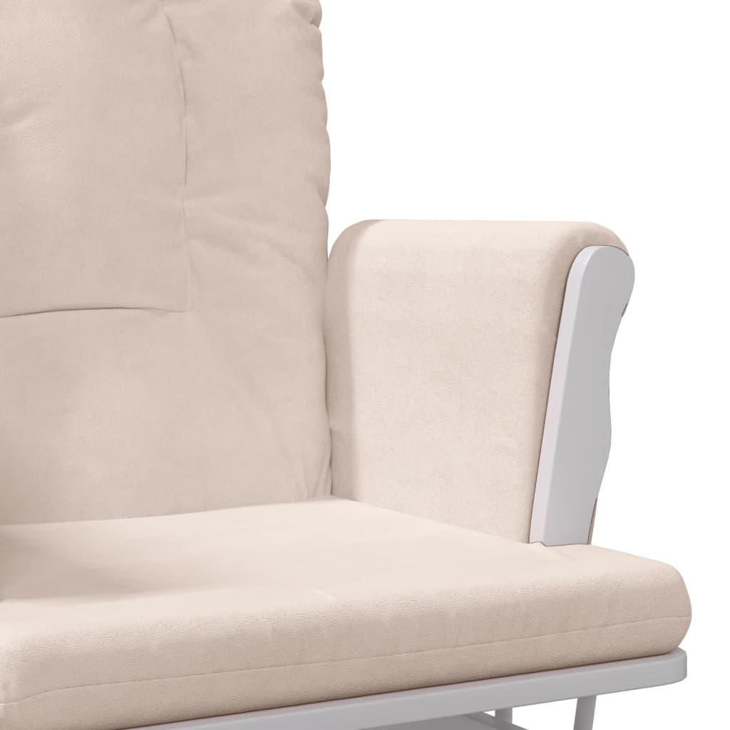 Fauteuil à bascule avec repose-pieds coulissant en tissu rose clair