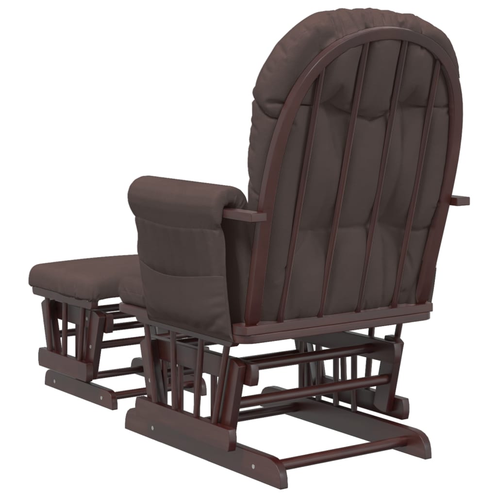 Fauteuil à bascule avec tabouret coulissant en tissu marron