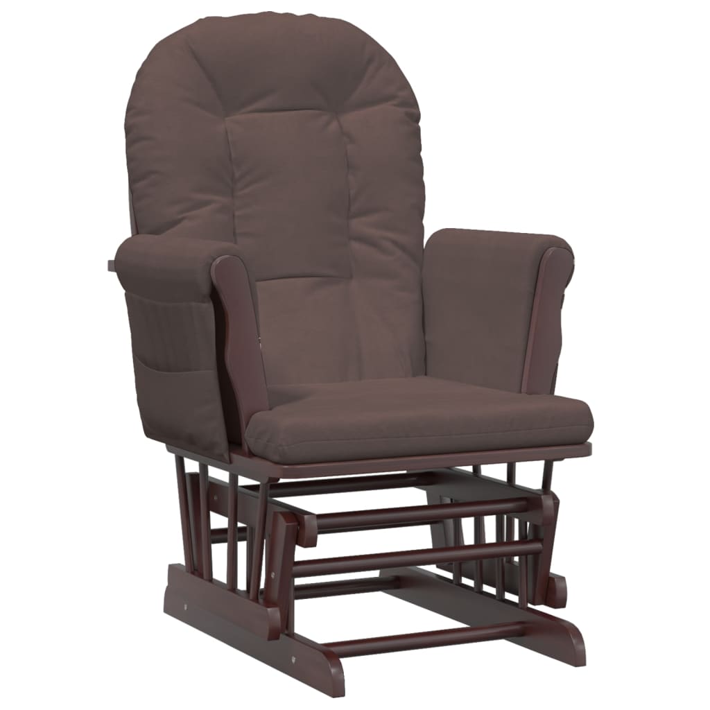 Fauteuil à bascule avec tabouret coulissant en tissu marron