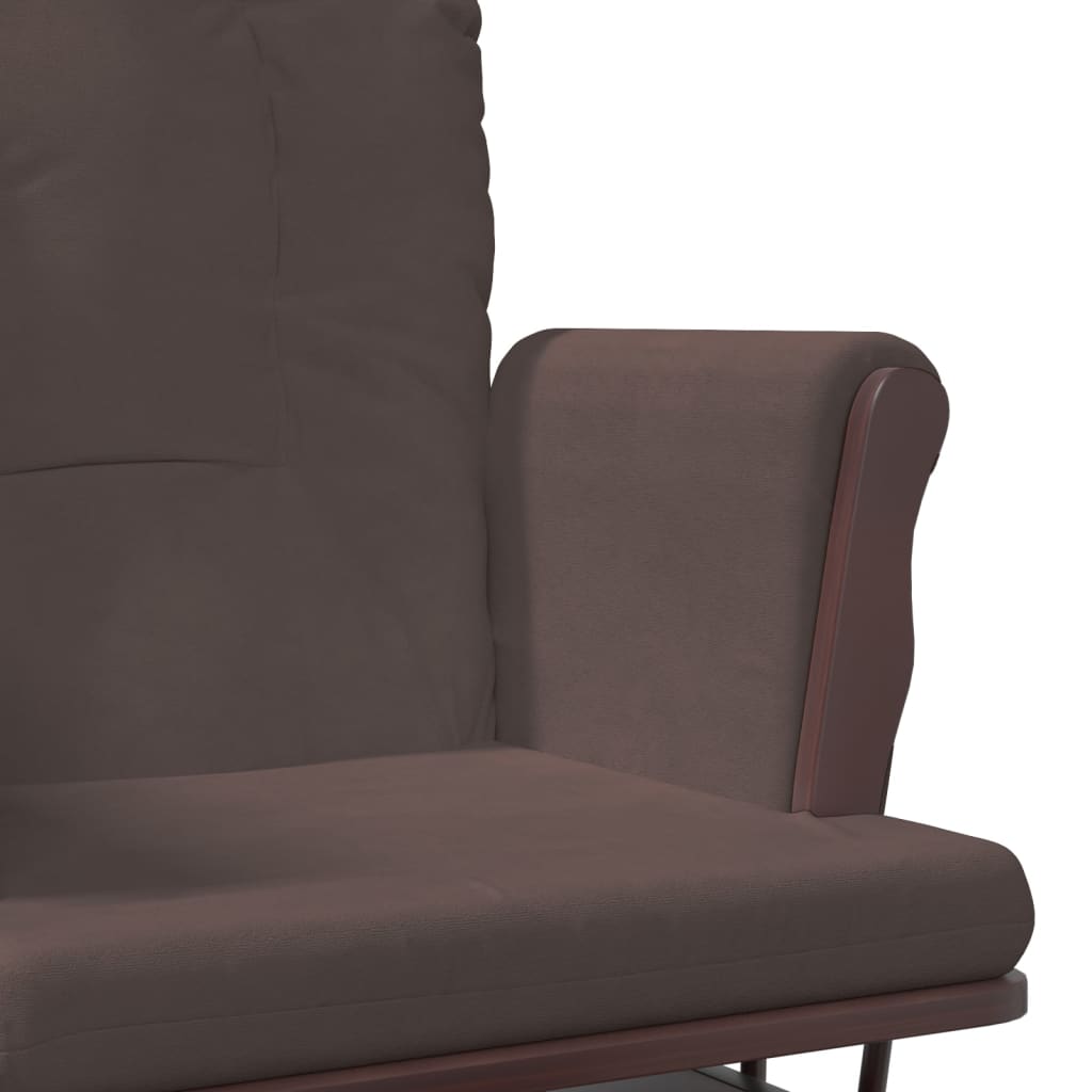 Fauteuil à bascule avec tabouret coulissant en tissu marron