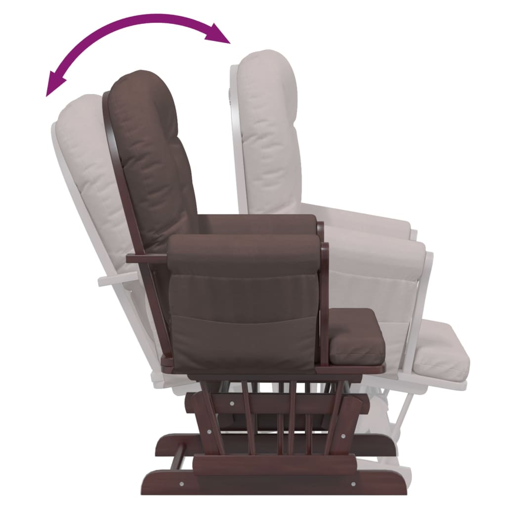 Fauteuil à bascule avec tabouret coulissant en tissu marron