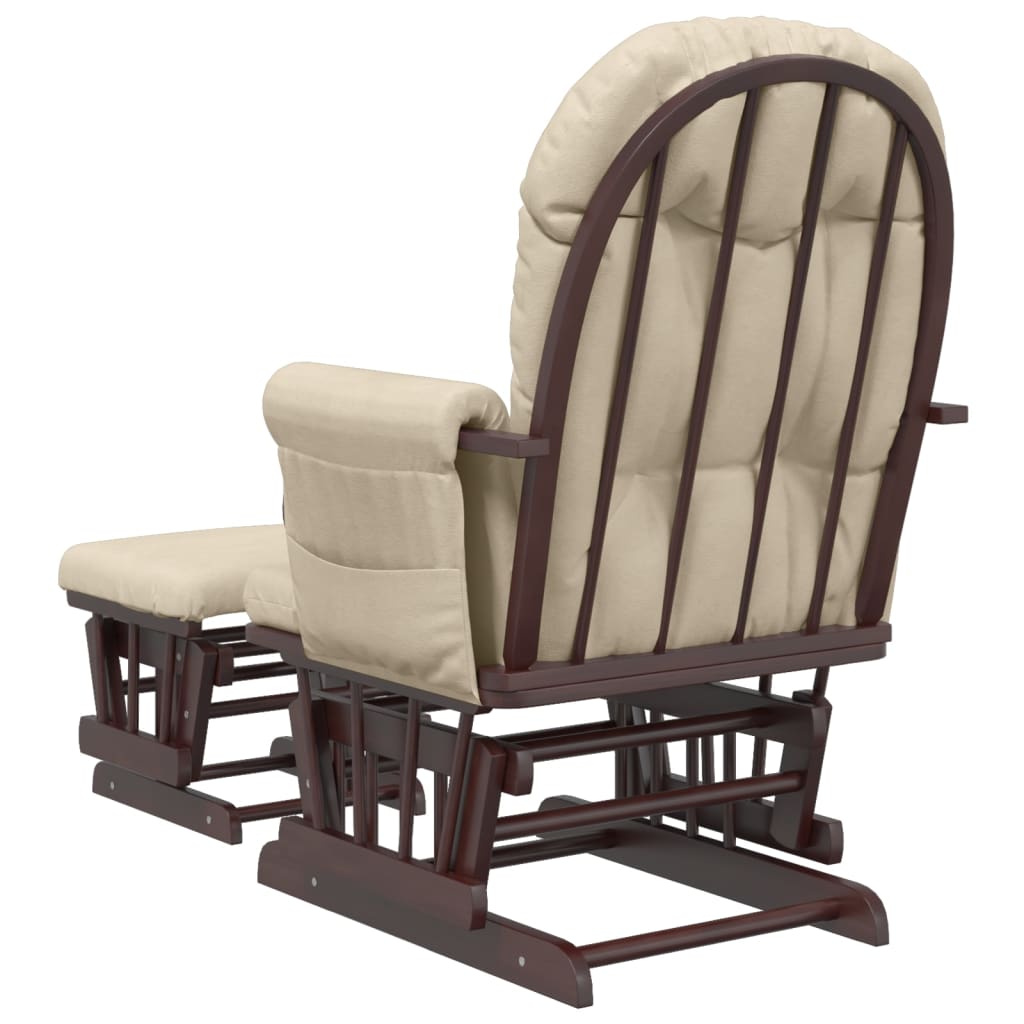 Fauteuil à bascule avec repose-pieds coulissant en tissu blanc crème