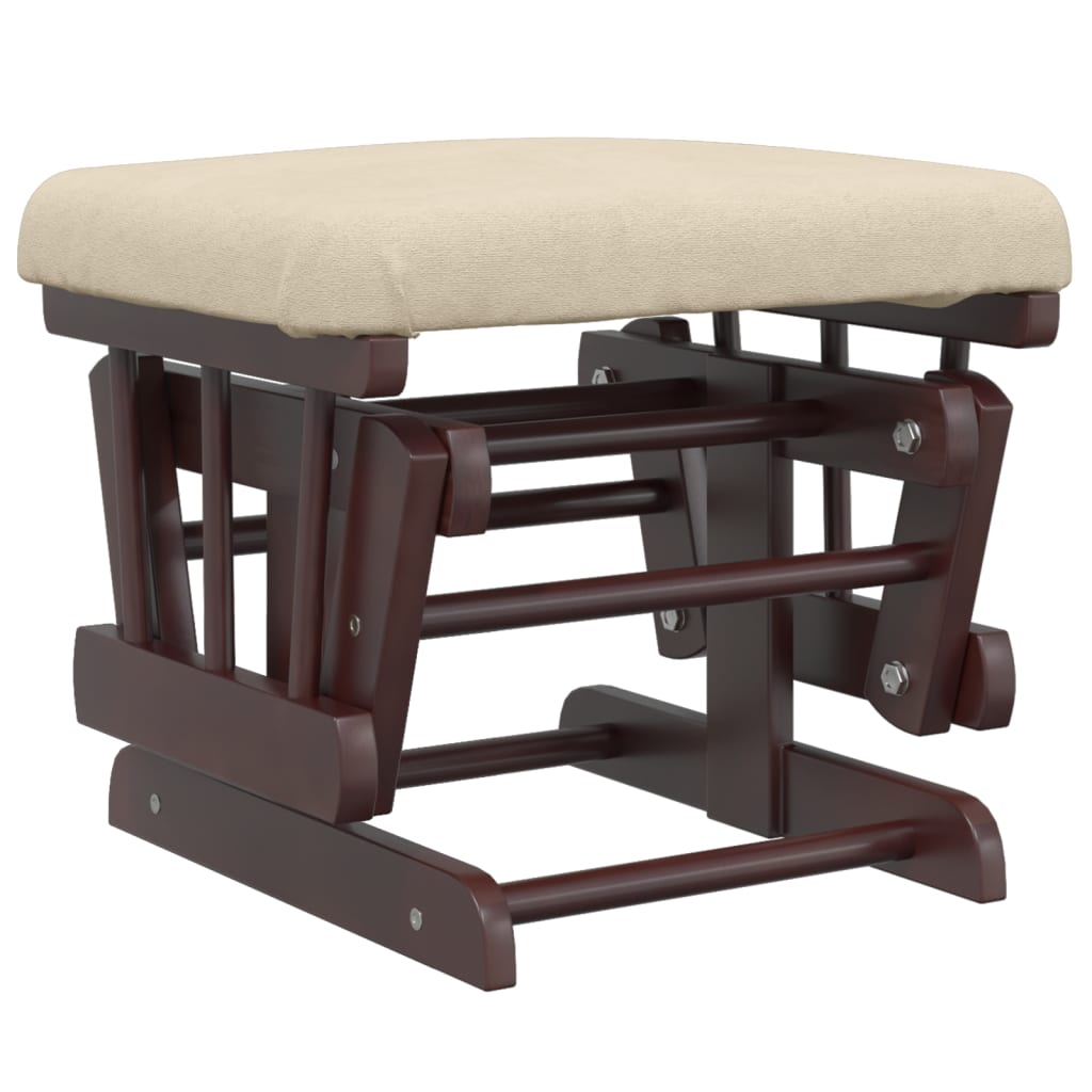 Fauteuil à bascule avec repose-pieds coulissant en tissu blanc crème