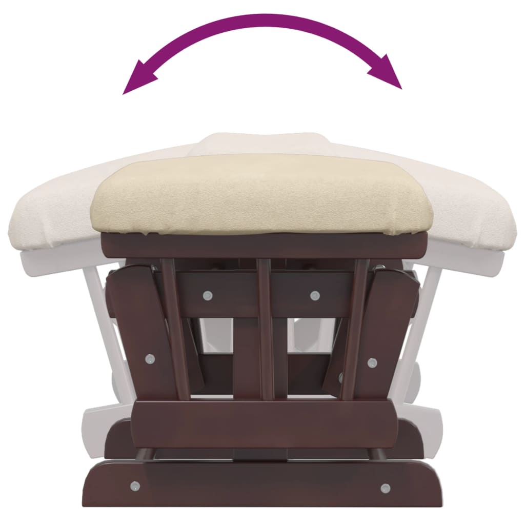 Fauteuil à bascule avec repose-pieds coulissant en tissu blanc crème