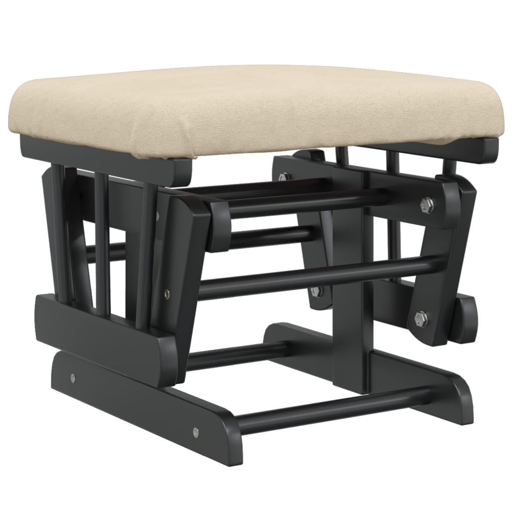 Fauteuil à bascule avec repose-pieds coulissant en tissu blanc crème