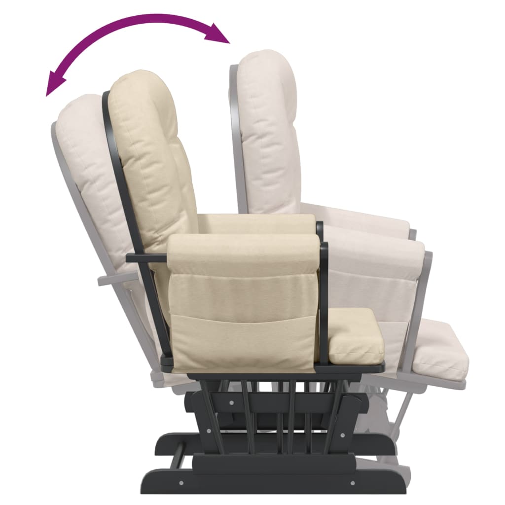 Fauteuil à bascule avec repose-pieds coulissant en tissu blanc crème