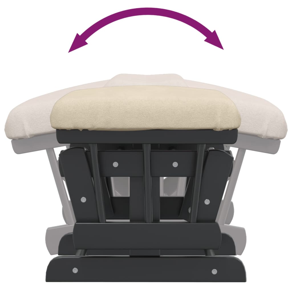 Fauteuil à bascule avec repose-pieds coulissant en tissu blanc crème