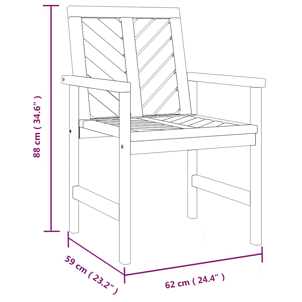 Garten-Essstühle 3 Stk. Massivholz Akazie