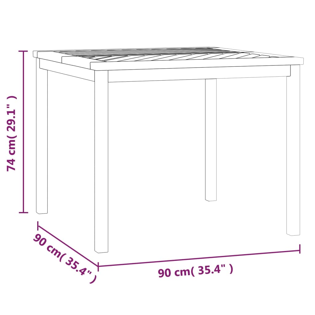 Table à manger de jardin 90x90x74 cm en bois d'acacia massif
