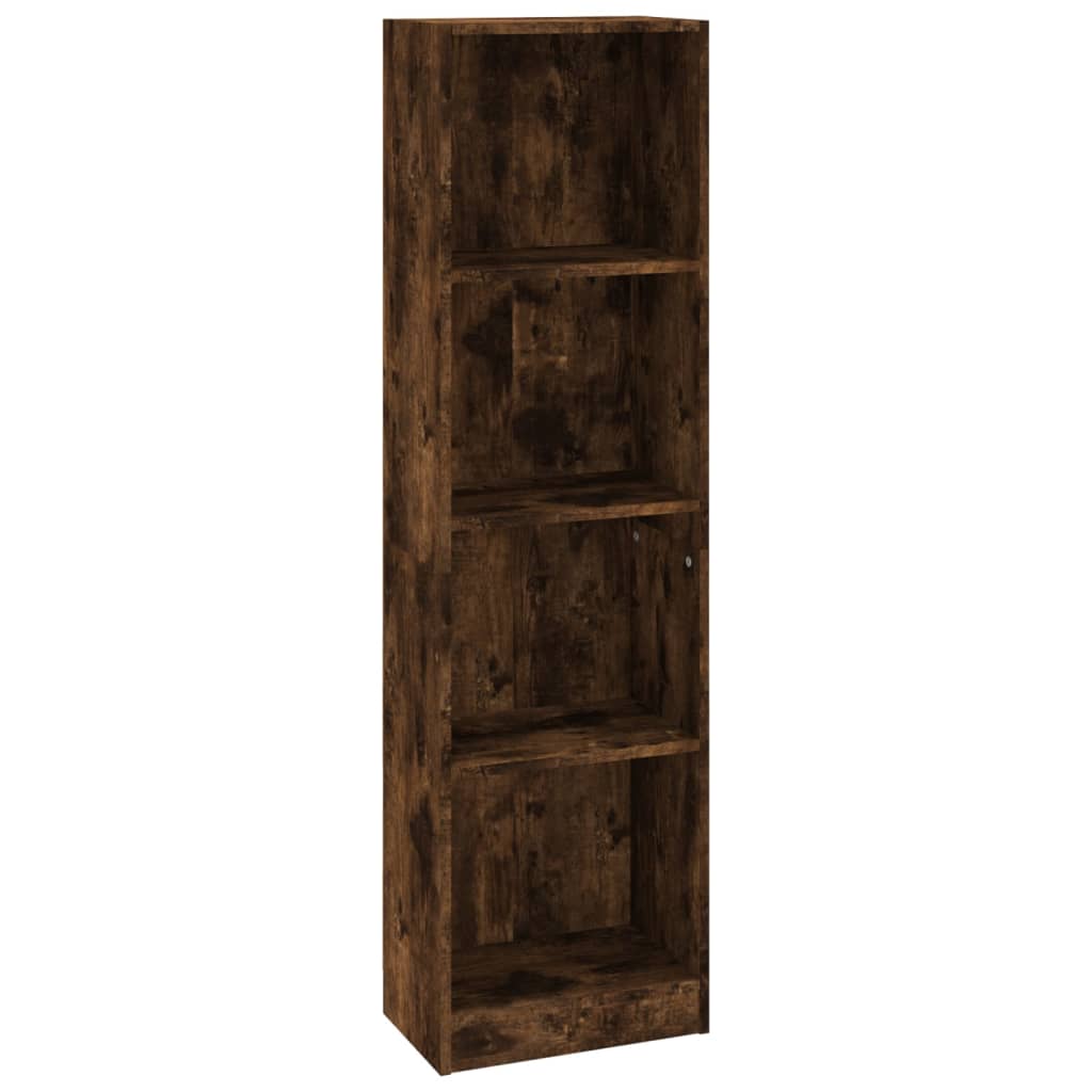 Bookshelf 4 compartments smoked oak 40x24x143 cm wood material