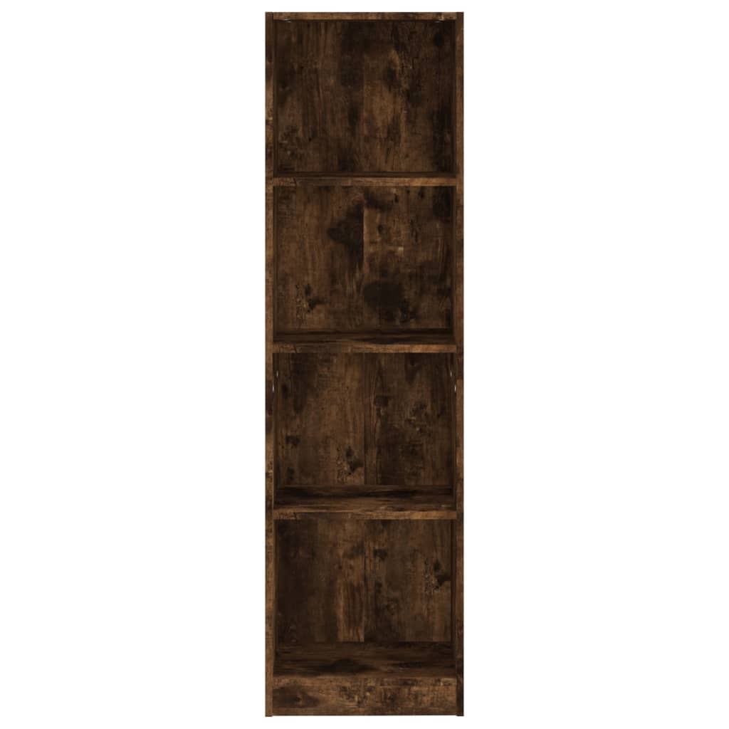 Bookshelf 4 compartments smoked oak 40x24x143 cm wood material
